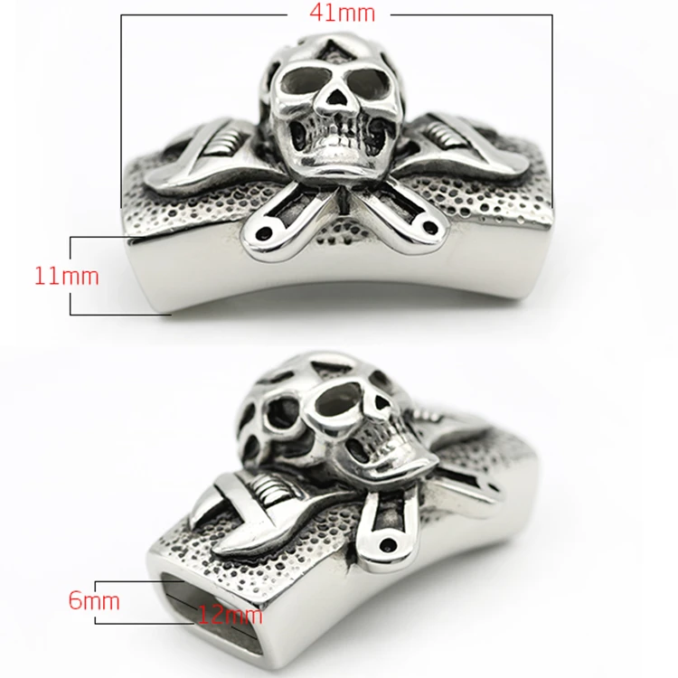 Skull Beads Spacer Pirate Logo Design Jewelry Findings And Stainless Steel Components Accessories For Men