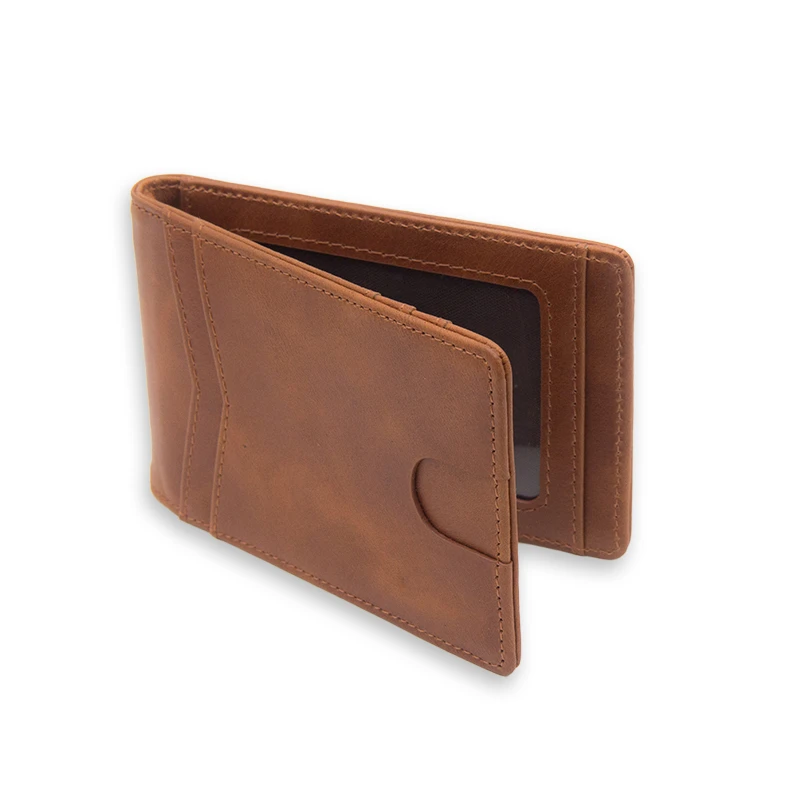 Slim Minimalist genuine leather Wallet Fashion Mens Bifold RFID Blocking real leather Money Clip Wallet