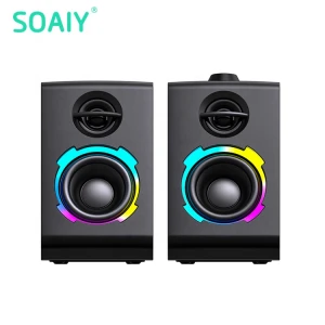 SOAIY SH20 lautspreche RGB light gaming desktop Transparent bleutooth speakers Surround stereo active sound box computer speaker