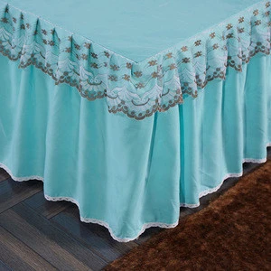 Soft Exquisite Sanding Fabric Printed 3D Lace Decorative Fitted Comforter Home and Hotel Bed Skirt