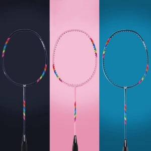 Sports Professional Aluminum Carbon Racket String Over Grip Bag Shuttlecocks Racquet Rainbow Badminton Racket Set