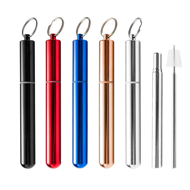 Stainless steel 18/8 straw Reusable Drinking Straw Metal folding straw
