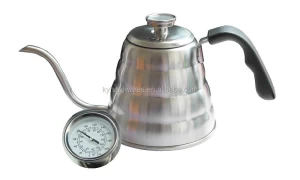 stainless steel coffee drip kettle with thermometer for pour-over coffee