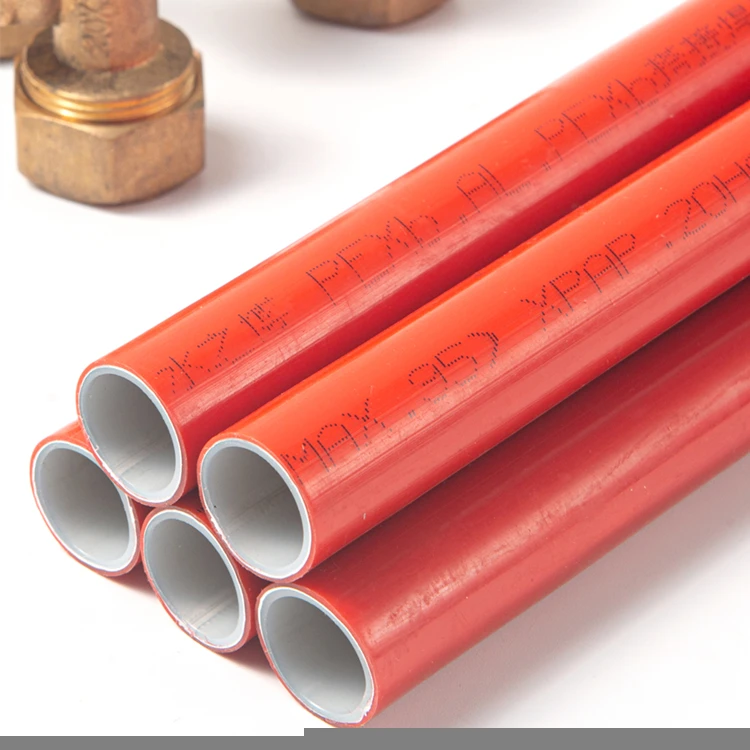 subor Plastic Tube Multilayer Pipe Red Color Plastic Aluminium PEXB Pipe for Heating Underfloor