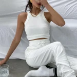 Summer Fashion Item Womens Crop Tank Tops Solid Ribbed Tank Top