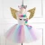 Summer Kids Sleeveless Rainbow Princess Birthday Party Toddler Baby Girl Clothes Unicorn Dress With Headband Wings