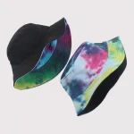 Summer Men Panama Bucket Hat Colorful Tie Dye Cotton Fisherman Hat Reversible Bob Bucket Cap Women
