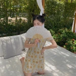 Summer short skirt clothes dress cheongsam Chinese style embroidery girl women clothing number ethnic style