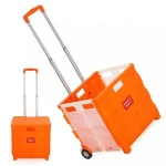 Supermarket Market Plastic Folding Shopping Trolley Portable Shopping Cart