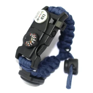 Survival Bracelet Adjustable Gear Kit with SOS LED Light, Fire Starter, Bigger Compass, Survival Whistle, Perfect for C