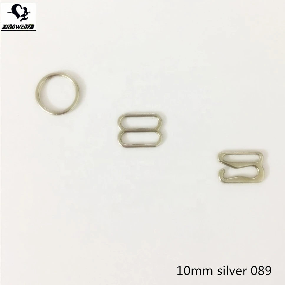 Swimwear silver adjusters 10mm silver zinc alloy rings sliders and hooks