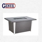 Table top brushed rectangle outdoor fire pit table use propane