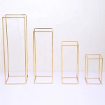 tall flower stand Metal Rectangle Gold Metal Wedding Favor Table Centerpiece Flower Stand