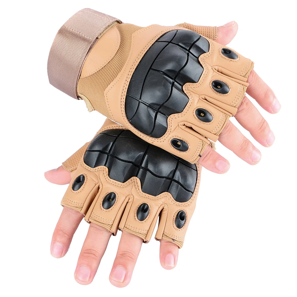 Touchscreen Leather Motorcycle Gloves Motocross Tactical Moto Motorbike Protective Gear Racing Half Finger Glove Men