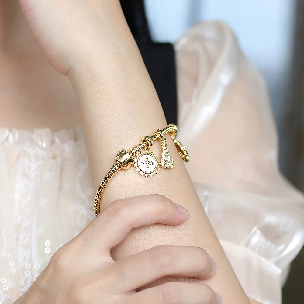 Trendy Religious  Charm Bracelets 18K Gold Plated Jewelry Bangle Bracelets