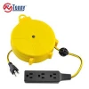 Triple outlets retractable cable reel for vacuum cleaner and other home appliance