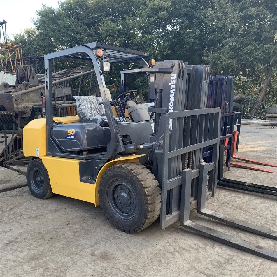 Triple stages used komatsu forklift 5 tons fd50 diesel hydraulic forklifts