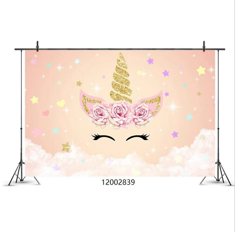 Unicorn Backdrop Birthday Photography Background for Girls Rainbow Floral Love Backdrop for Unicorn Party Supplies Studio Props