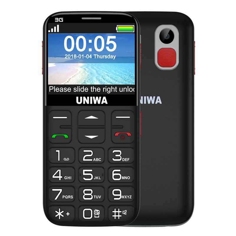 UNIWA V808G 2.31 inch Curved Screen Embossed Cheap Large Keypad 3G Basic Mobile Phone For Senior