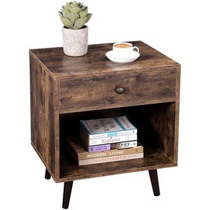 VASAGLE Living Room Bedroom Industrial Narrow Unique Nightstand Adjustable Bed Side End Table with Drawer