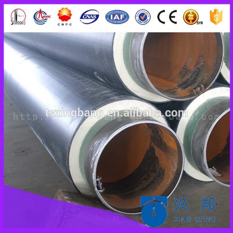 waterproof plastic pu foam insulation insulated steel pipe for underground chilled and hot water pipeline