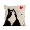 White black Cat Dog Cartoon Cute Pillow, Sofa Waist Throw Cushion Home Car Decor cat cushion printed Linen pillow