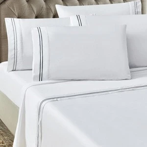 White Embroidery Hotel Bedding set Queen/King  Luxury Bed set Flat sheet Duvet cover Hotel Bedlinen set