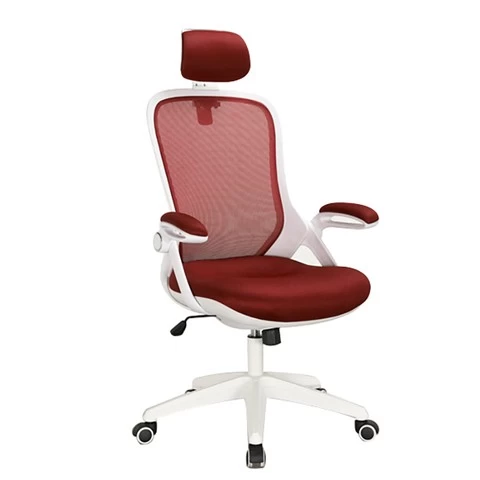 White Mesh Office Chair Ergonomic Task Desk Chair with Adjustable Arms and Headrest