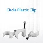 White Single Coaxial Cable Clips Stainless Steel Screws Electrical Wire Cable Clip 1/4 in (6 mm) Screw Clip and Fastener White