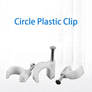 White Single Coaxial Cable Clips Stainless Steel Screws Electrical Wire Cable Clip 1/4 in (6 mm) Screw Clip and Fastener White