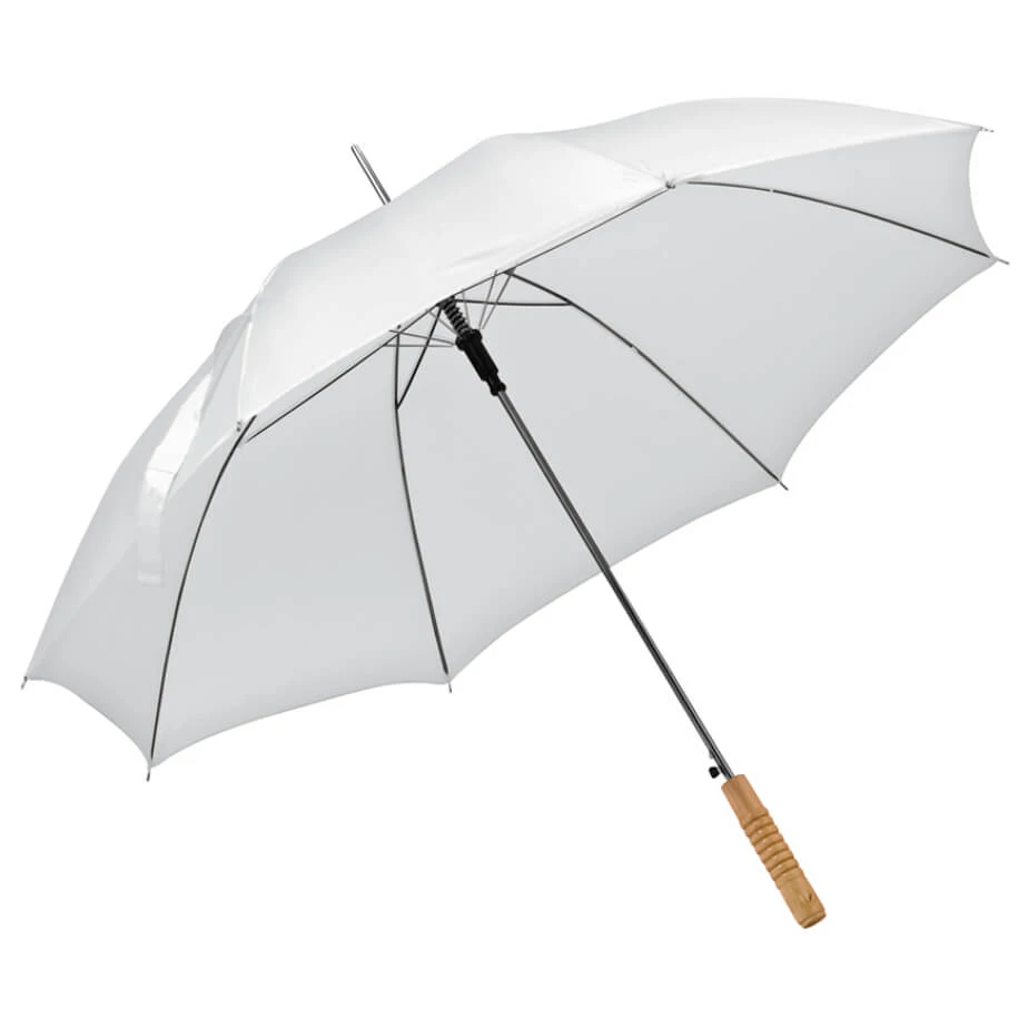 white umbrella with curved wooden handle,straight umbrella