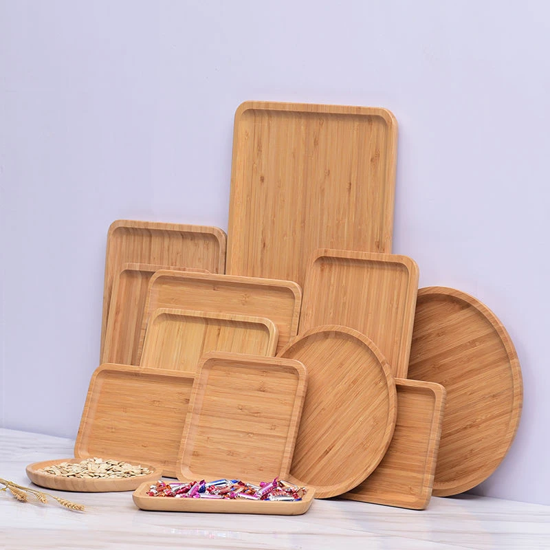 Wholesale Bamboo Plate Custom Rectangular Bamboo Serving Tray,Tableware Plate