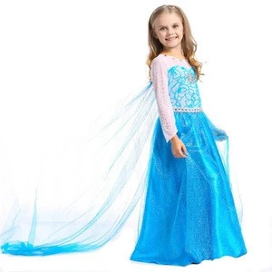 Wholesale Children Halloween Party Costume Long Lace Cloak Frozen Girls Costumes BX1621