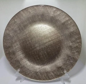 wholesale custom large round glass charger plates for wedding