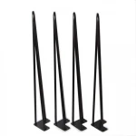 wholesale custom poweder coat end side furniture hardware metal part plated v shaped hairpin  table leg base stand bulk