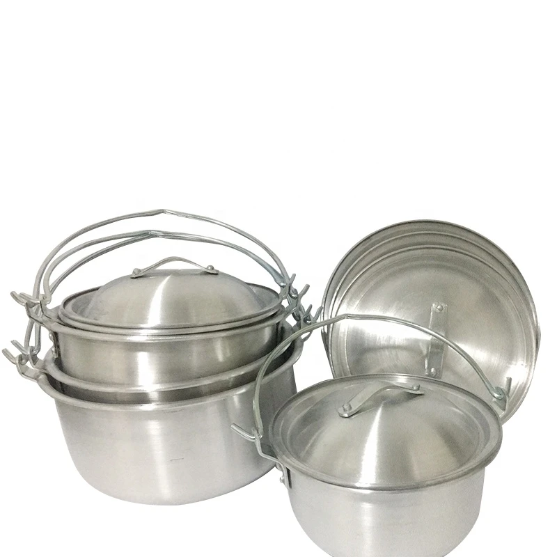 Wholesale Eco-friendly Cookware Set Handles Cooking Pot with Lid Aluminum Food Carrier Cooking Pot Sale