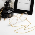 Wholesale Factory Direct Fashion Sunglasses Lanyard Clip Bead Glasses Chain Gold Silver Metal Strap Glasses Chain On The Neck
