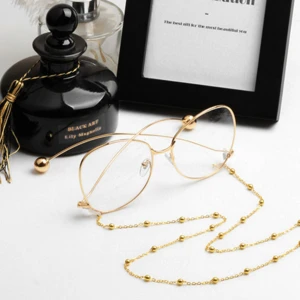 Wholesale Factory Direct Fashion Sunglasses Lanyard Clip Bead Glasses Chain Gold Silver Metal Strap Glasses Chain On The Neck