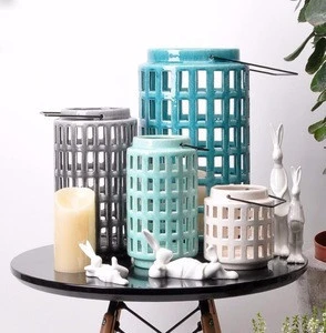 Wholesale home and garden fashion design  hanging candle holder decor ceramic lantern