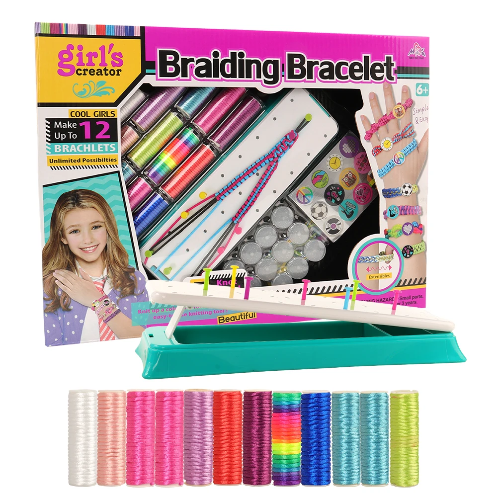 Wholesale Hot Sale DIY Colorful Children Hobbies Braiding Bracelet Kits Making Bracelets Toys For Kids Girl Toys Birthday Gift