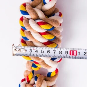 Wholesale Jumbo Big Durable Bite Colorful Cotton Double Pet Dog Knot Rope Chew Toy