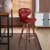wholesale luxury bar chair wood frame leather backrest comfortable barstool high chair for bar table  modern bar furniture