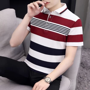 Wholesale MenS Polo T-Shirts With Stripes Plain Polo T Shirts Polo T Shirts Custom Printing