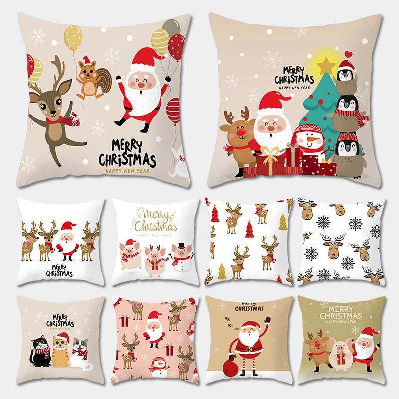 Wholesale Merry Christmas Santa Claus Cushion Cover Christmas Decorative Pillow case