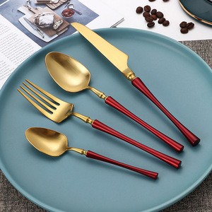 Wholesale Mirror Polish Gold Flatware Silverware Set Stainless Steel Tableware Eating Utensils Cutlery Set