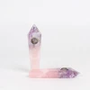 Wholesale natural crystal Amethyst rose Splicing quartz smoking pipes crystal point wand smoking pipe