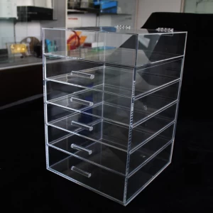 wholesale Plastic custom Beautify Extra Large 6 Tier Clear Acrylic Cosmetic Makeup Storage Cube Organizer with 5 Drawers