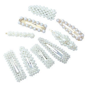 Wholesale Popular Hairgrip Hot selling Snap Clips BB Hairpins Shinning Pearl Hair Clip