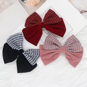 Wholesale simple fashion Cloth spring clamp bow hairpin female ponytail hair accessories
