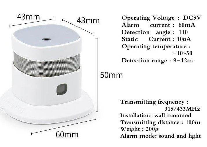 Wireless zigbee smart smoke Detector fire alarm sensor for Home security